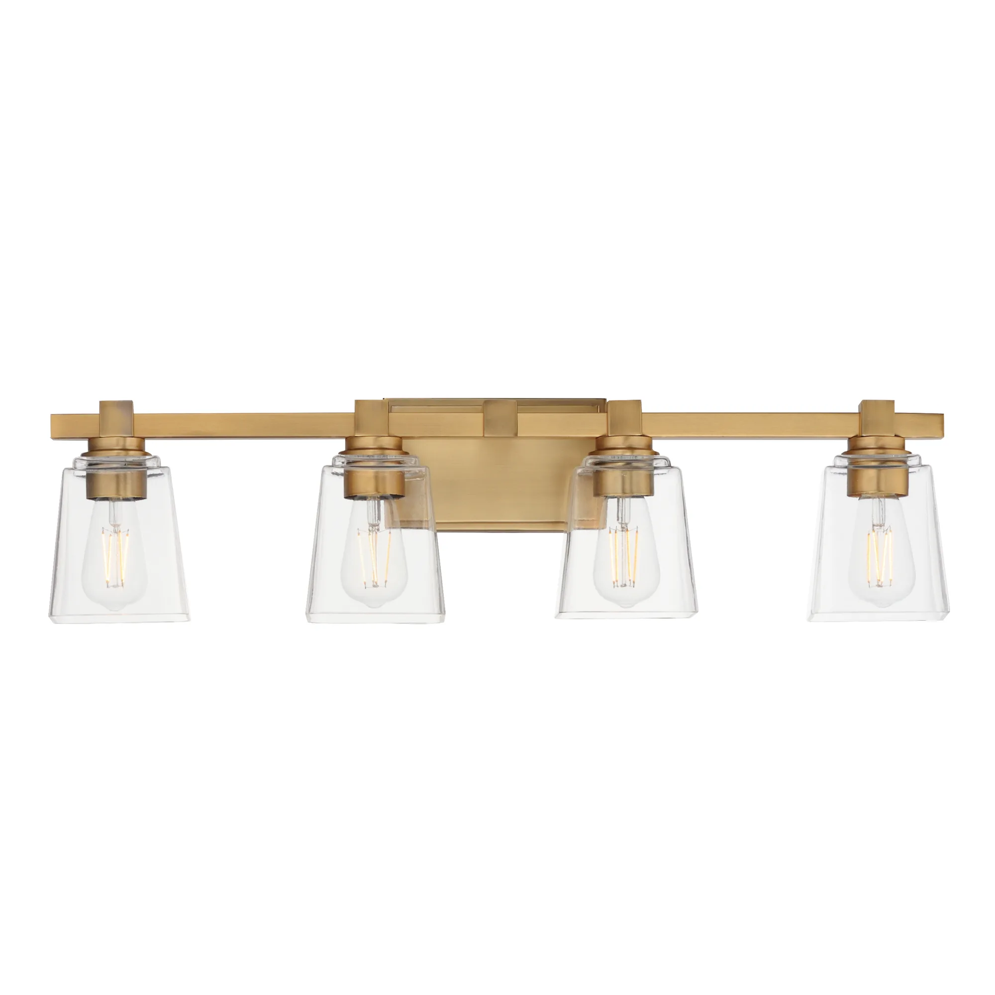Cubos Four Light Bath Vanity in Natural Aged Brass