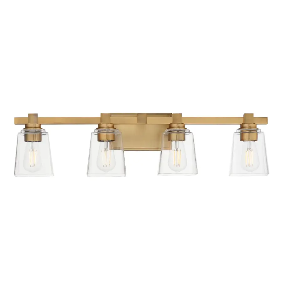 Cubos Four Light Bath Vanity in Natural Aged Brass - Image 1