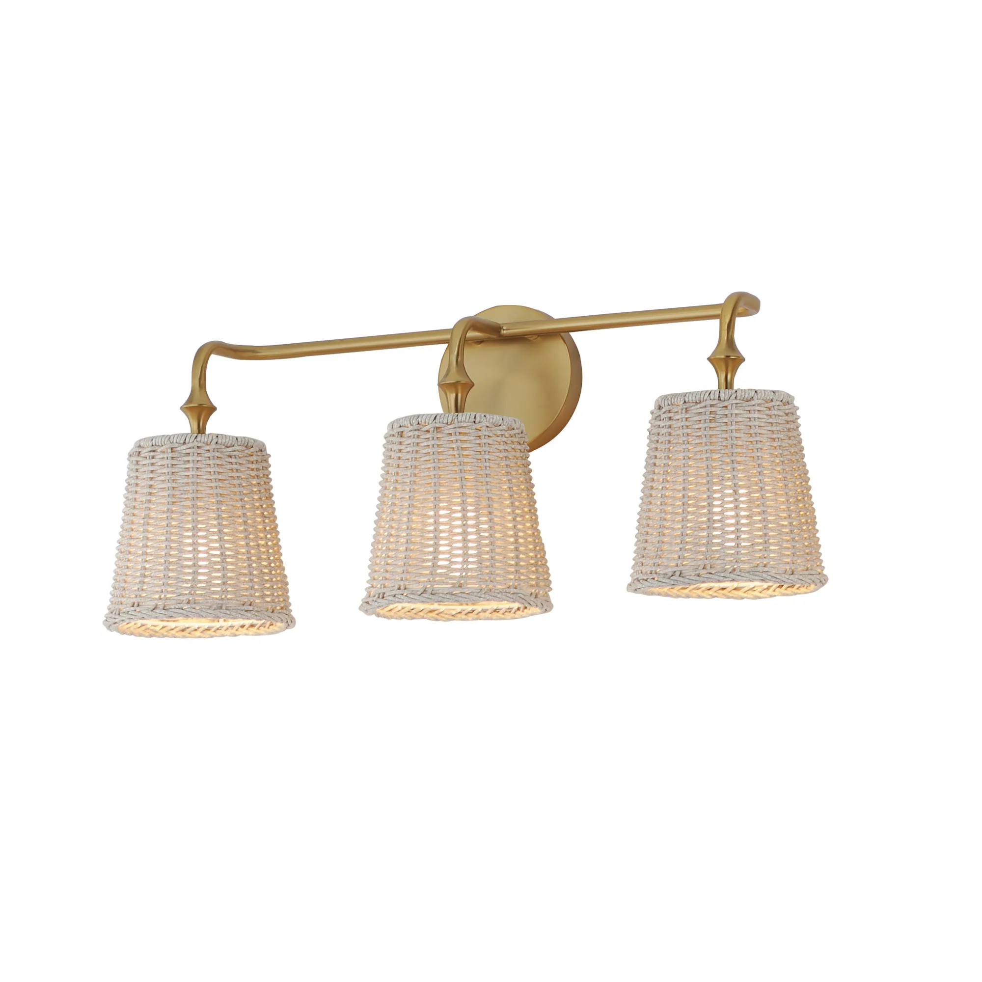 Baja Three Light Bath Vanity in Natural Aged Brass