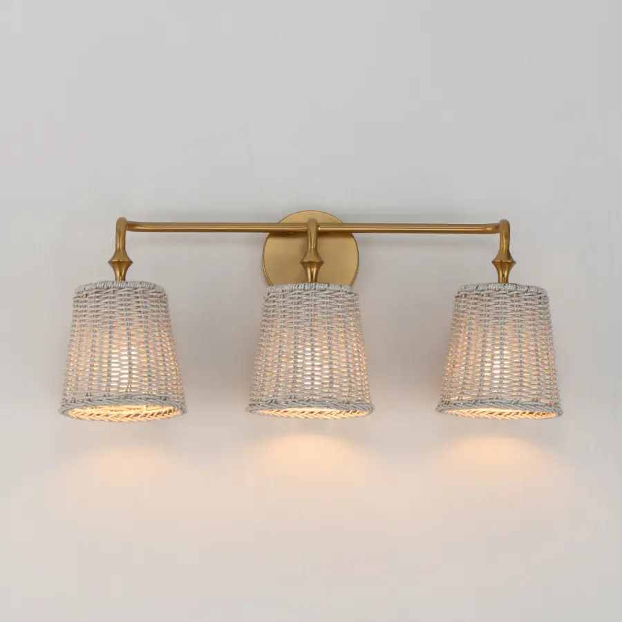 Baja Three Light Bath Vanity in Natural Aged Brass - Image 3