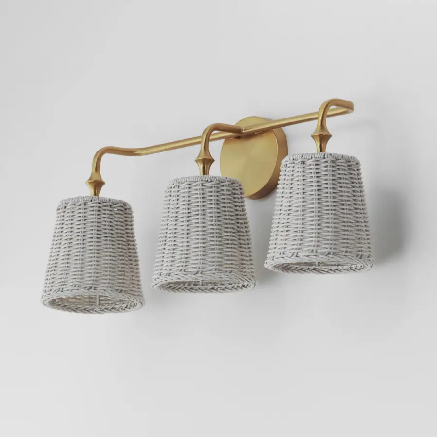 Baja Three Light Bath Vanity in Natural Aged Brass - Image 4