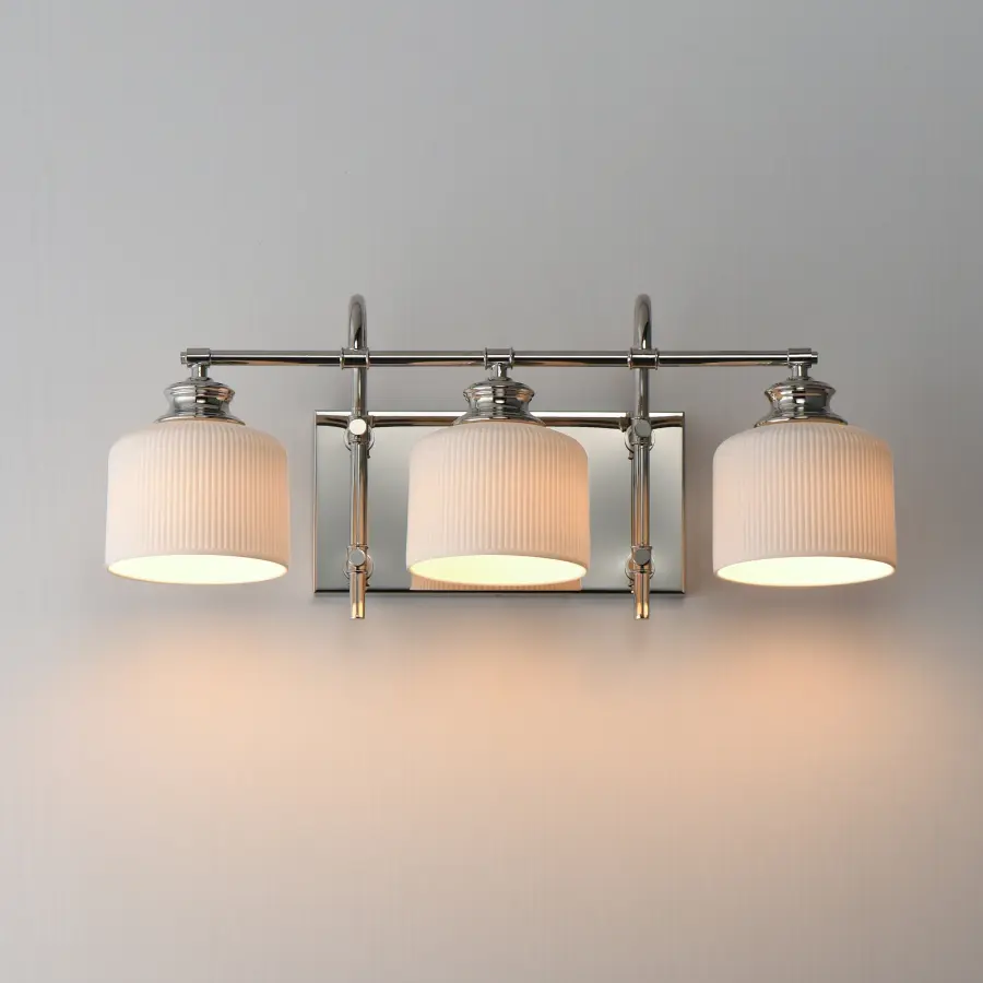 Bisque 3-Light Bath Vanity in Polished Nickel - Image 3