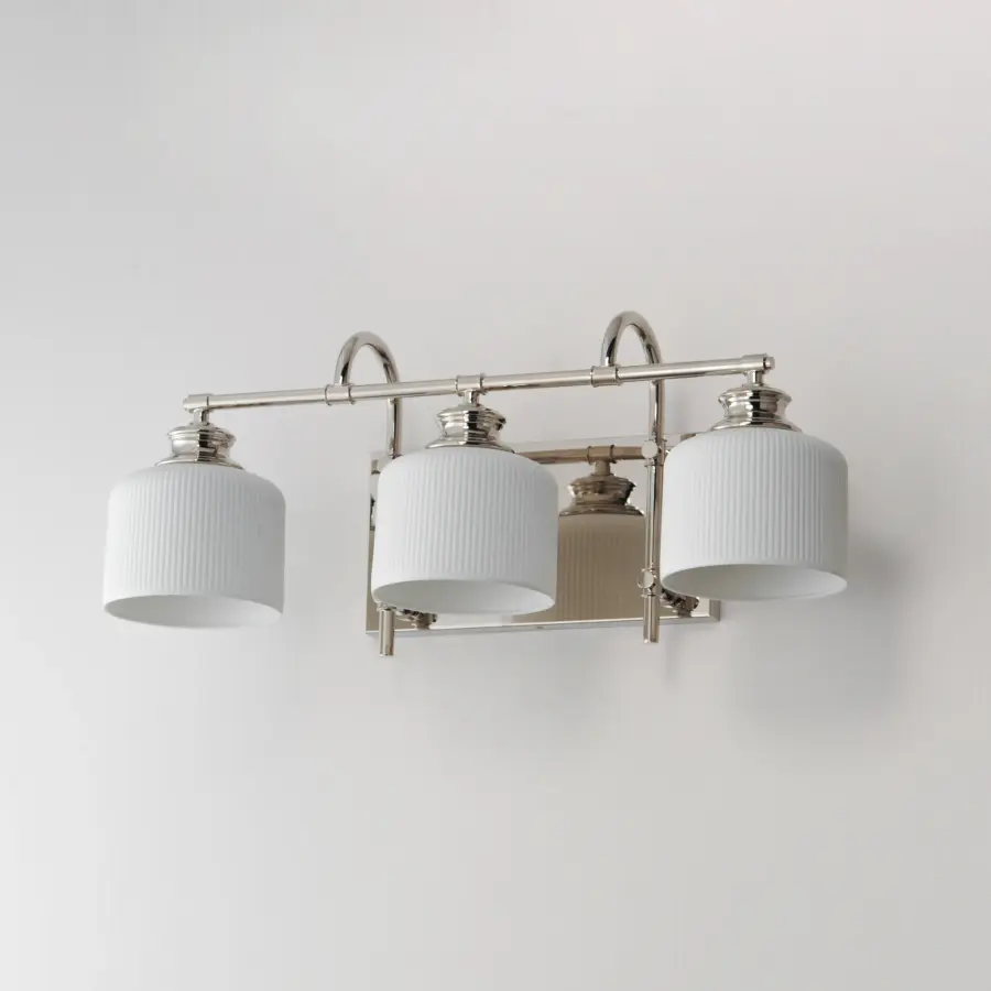 Bisque 3-Light Bath Vanity in Polished Nickel - Image 4