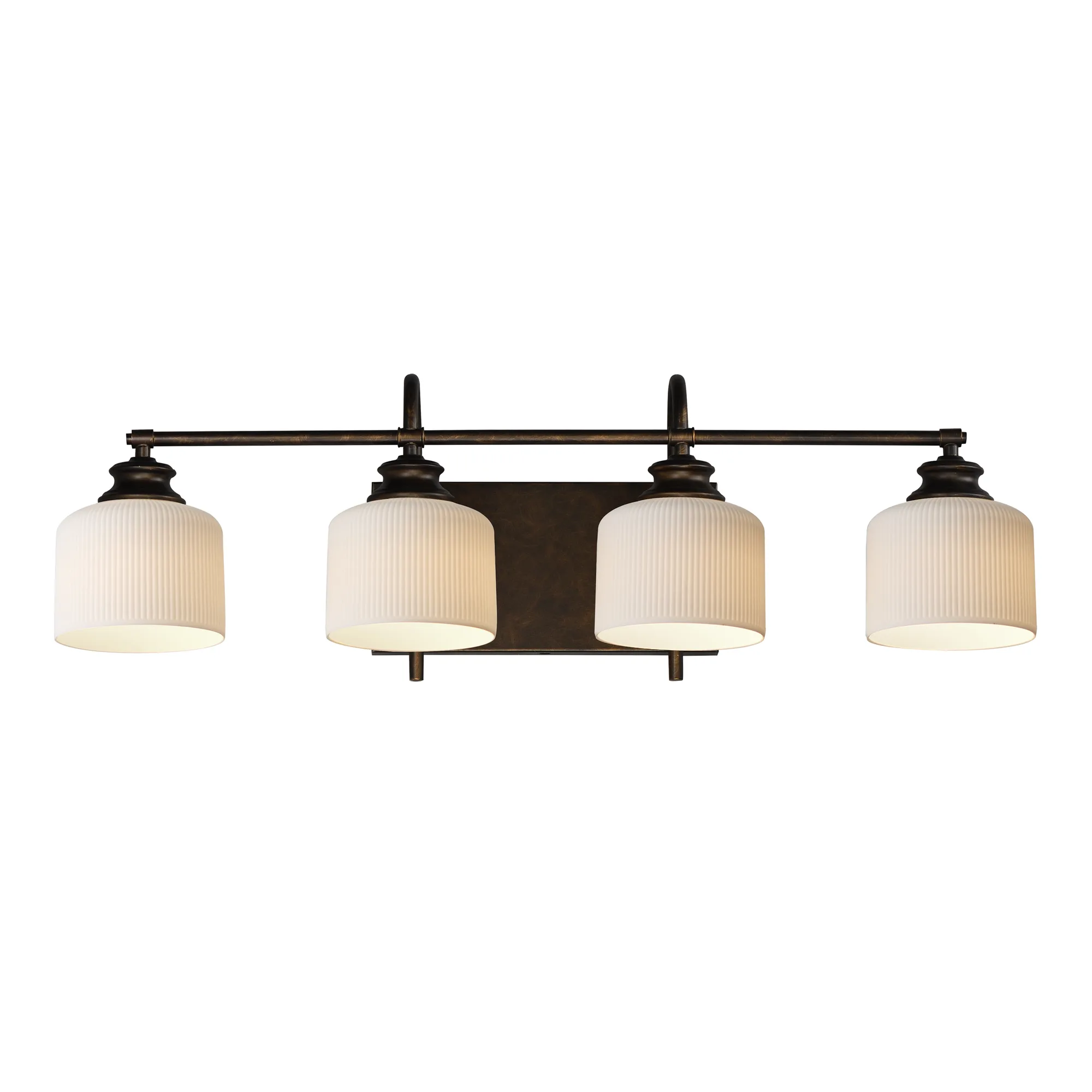 Bisque Four Light Bath Vanity in Oil Rubbed Bronze