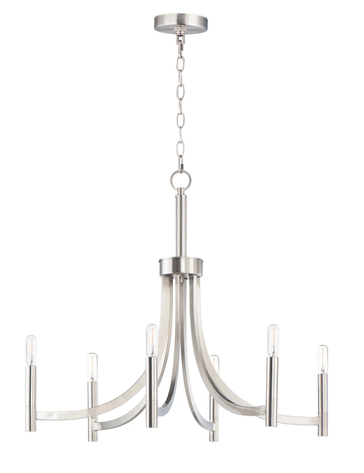 Lyndon Six Light Chandelier in Satin Nickel