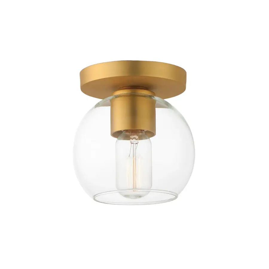 Knox One Light Flush Mount in Natural Aged Brass - Image 1