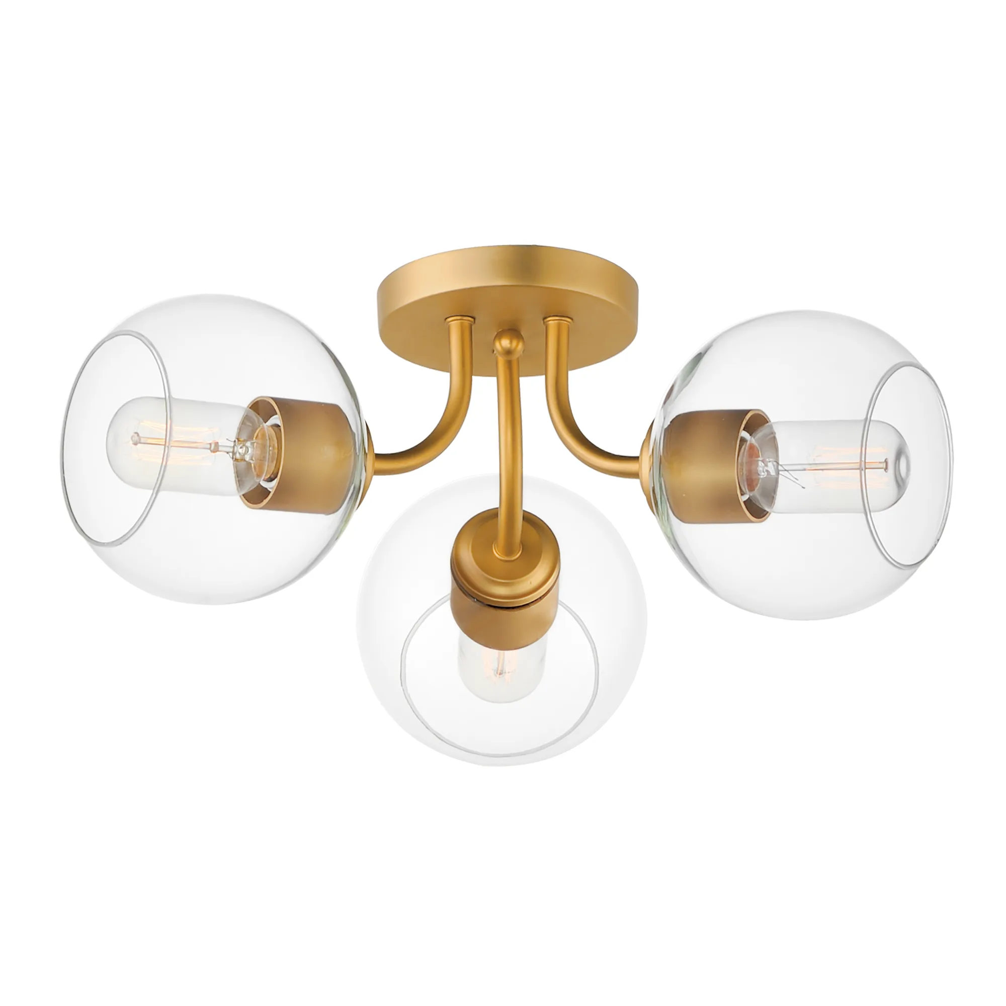 Knox Three Light Semi-Flush Mount in Natural Aged Brass
