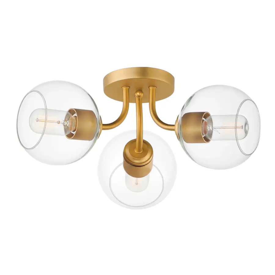 Knox Three Light Semi-Flush Mount in Natural Aged Brass - Image 1