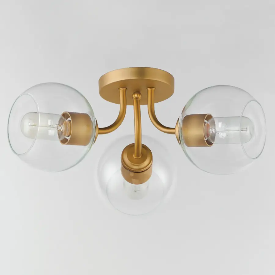 Knox Three Light Semi-Flush Mount in Natural Aged Brass - Image 2