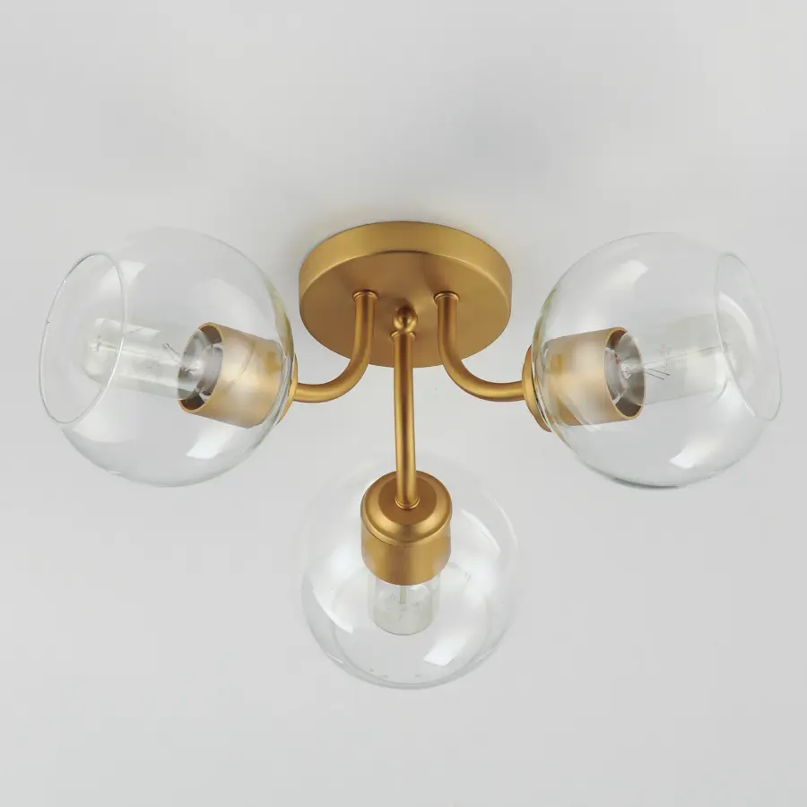Knox Three Light Semi-Flush Mount in Natural Aged Brass - Image 3