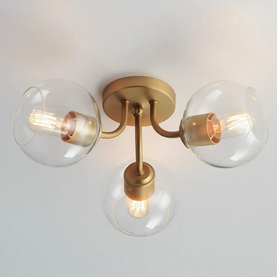 Knox Three Light Semi-Flush Mount in Natural Aged Brass - Image 4