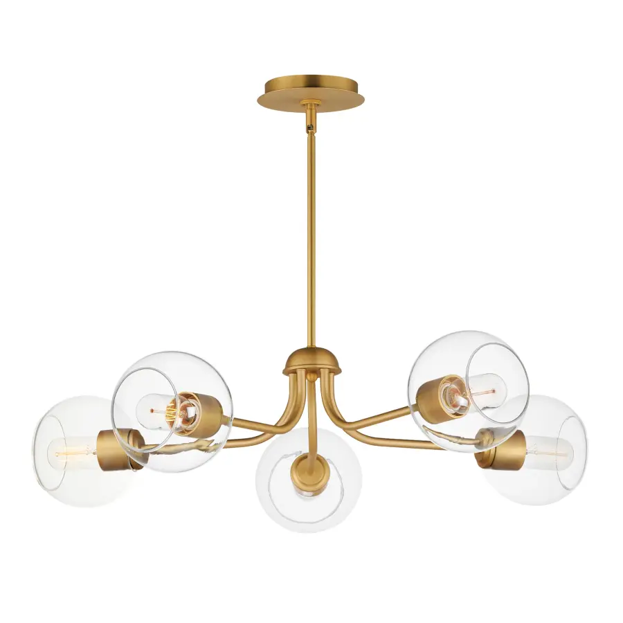 Knox Five Light Chandelier in Natural Aged Brass - Image 1