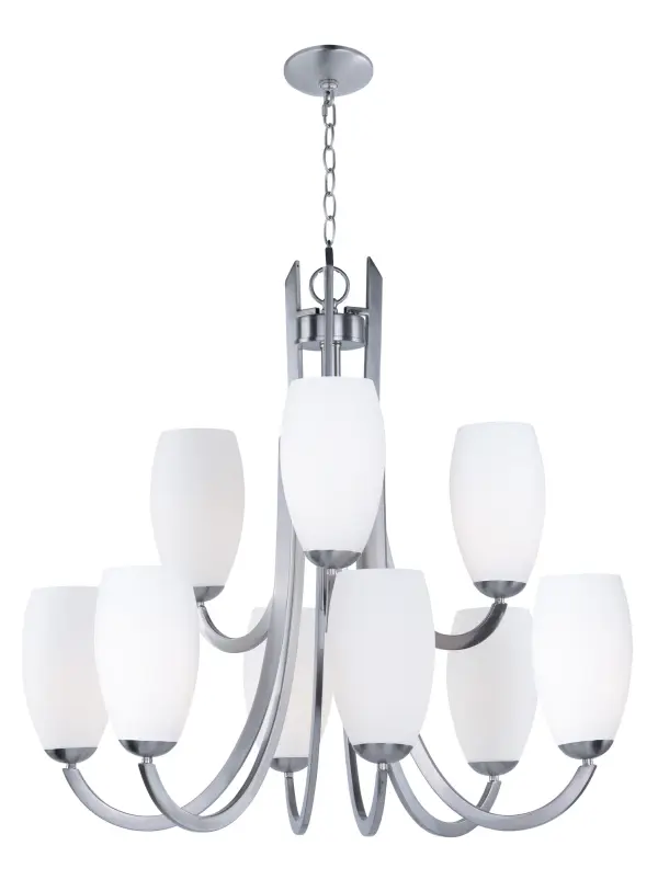 Heavy rectangular tubing support tall scale Satin White glass shades that creates an upscale forged look at a builder price.  Available in your choice of Textured Black or Satin Nickel, this collection is complete enough to do the entire home.