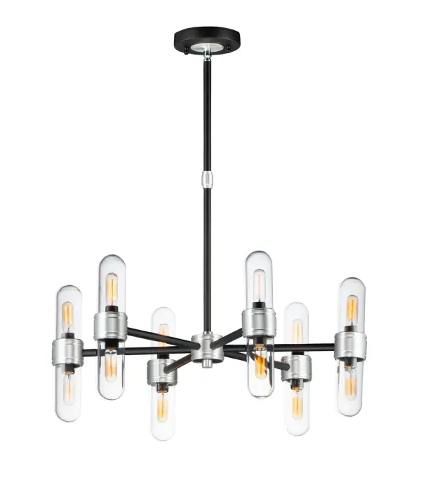 This aptly named collection features a round tube frame of M atte Black with machined Brushed Aluminum accents and dual Clear dome glass diffusers which securely screw into each cup. Our vintage T6 lamps are included with each fixture to complete this classic design. There is also dual application for this collection in that it is suitable for Damp Location which allows for installation in both indoor and outdoor living spaces.