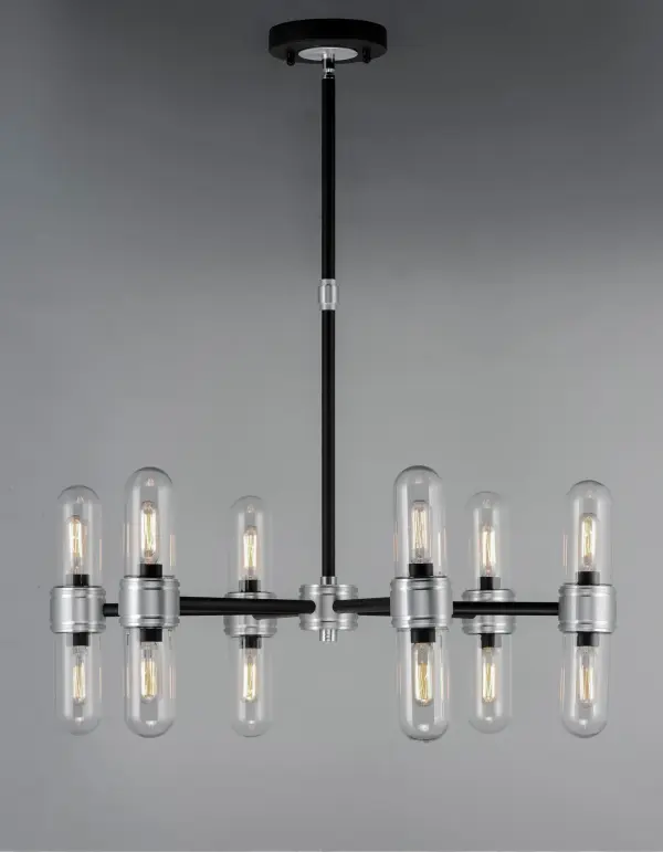 This aptly named collection features a round tube frame of M atte Black with machined Brushed Aluminum accents and dual Clear dome glass diffusers which securely screw into each cup. Our vintage T6 lamps are included with each fixture to complete this classic design. There is also dual application for this collection in that it is suitable for Damp Location which allows for installation in both indoor and outdoor living spaces. - alternate view