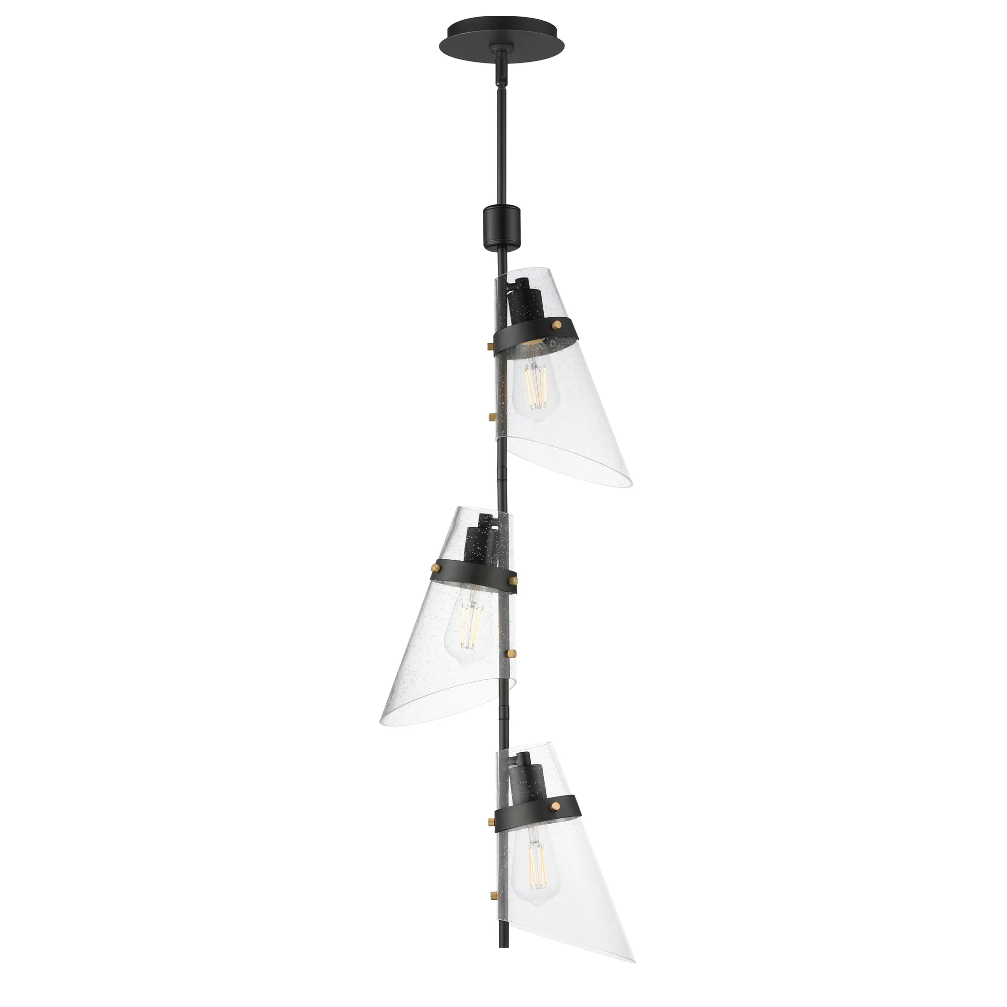 Finch Three Light Pendant in Dark Bronze/Antique Brass