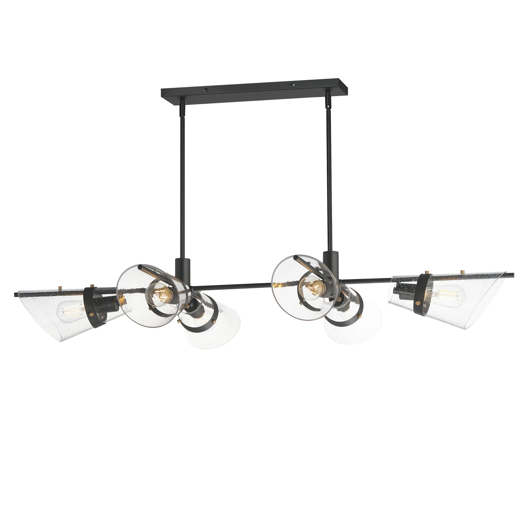 Finch Six Light Linear Pendant in Dark Bronze/Antique Brass