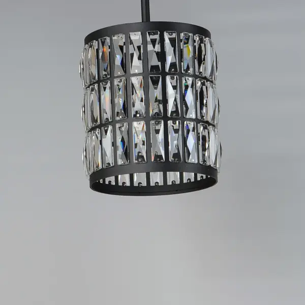 Rectilinear Beveled Crystals bejewel a Matte Black frame creates stark contrast to this radiantly prismatic display of light. The bound crystal is fixed to the frame to reduce time spent dressing the fixture. - alternate view