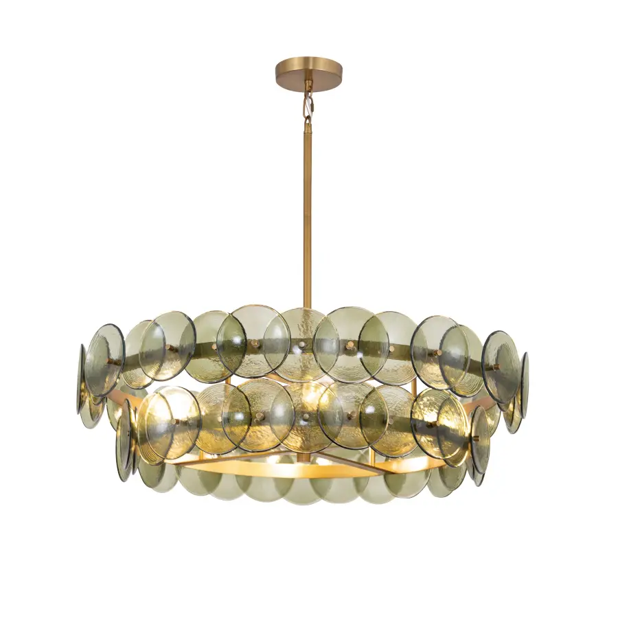 Loren Six Light Chandelier in Weathered Brass - Image 1