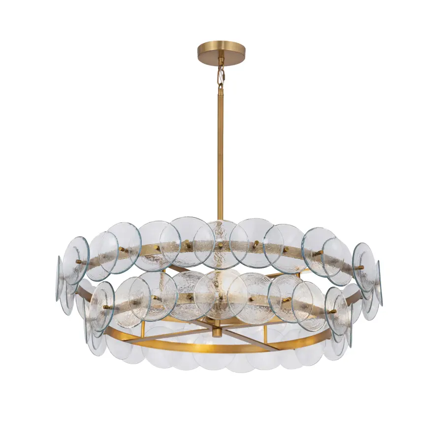 Loren Six Light Chandelier in Weathered Brass - Image 1