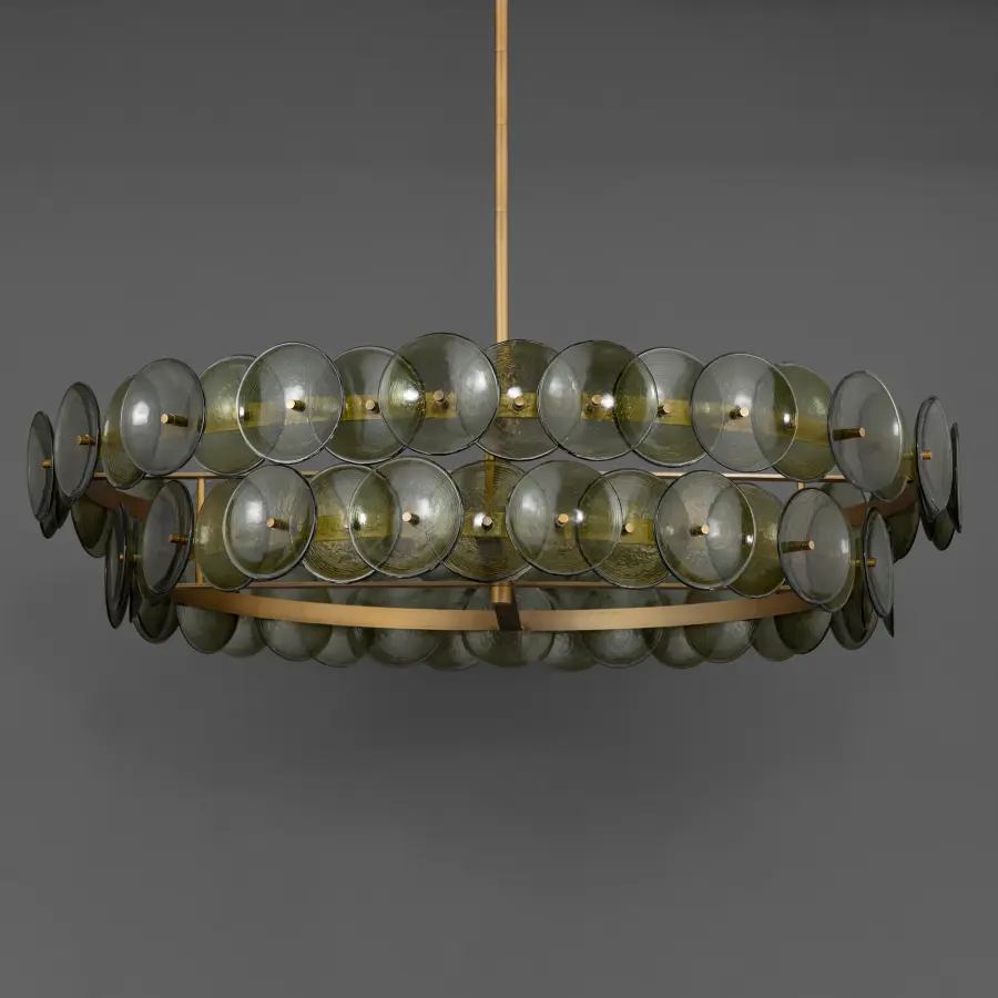 Loren Eight Light Chandelier in Weathered Brass - Image 4