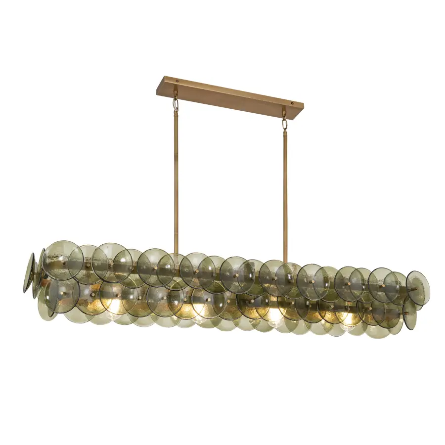 Loren Five Light Linear Chandelier in Weathered Brass - Image 1