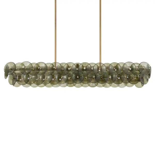 Loren Five Light Linear Chandelier in Weathered Brass - Image 2