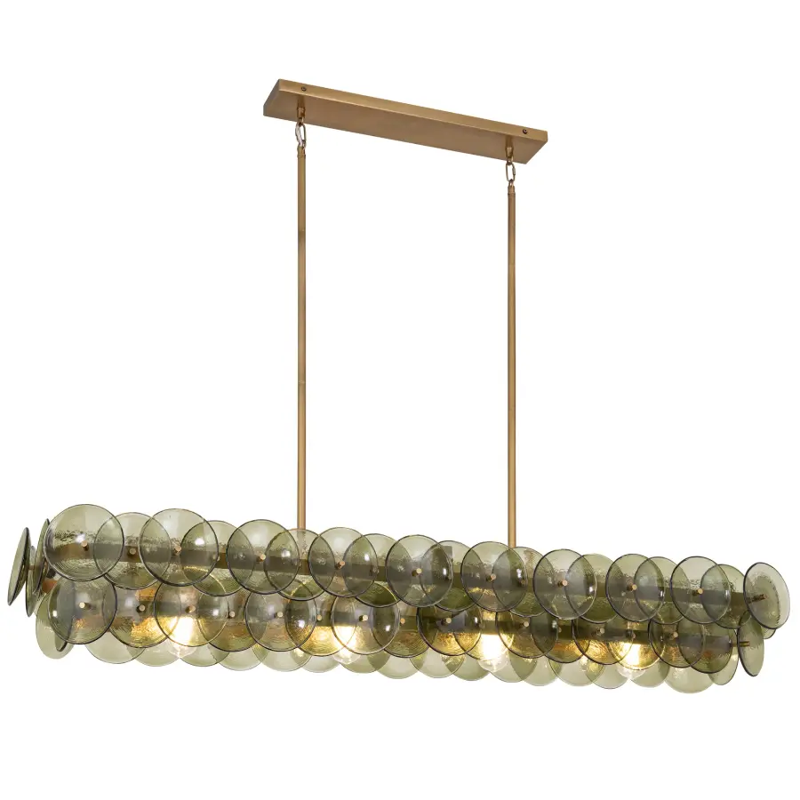Loren Five Light Linear Chandelier in Weathered Brass - Image 4