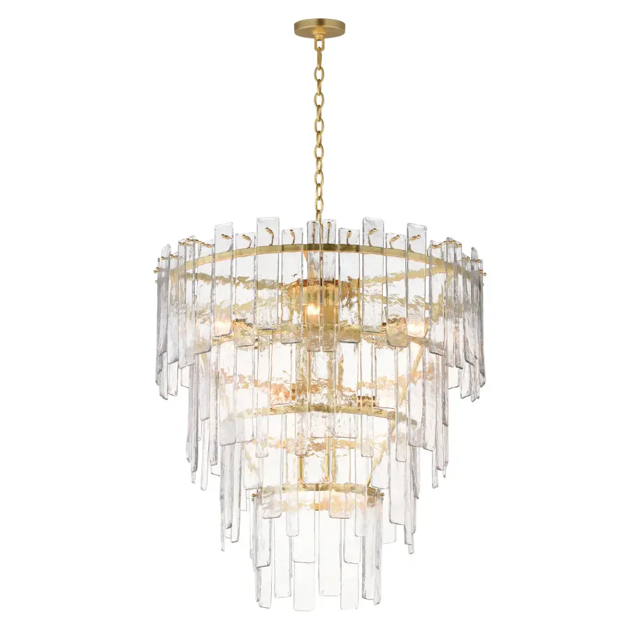 Warren 12-Light Tiered Pendant in Gold Leaf - Image 1