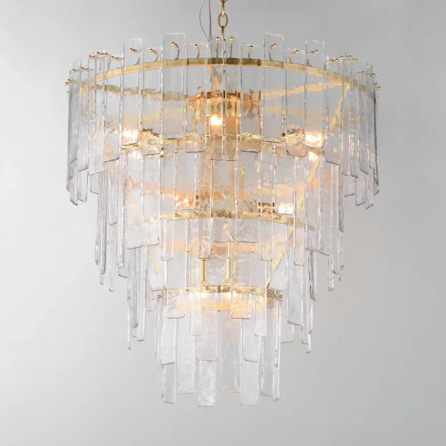 Warren 12-Light Tiered Pendant in Gold Leaf - Image 2