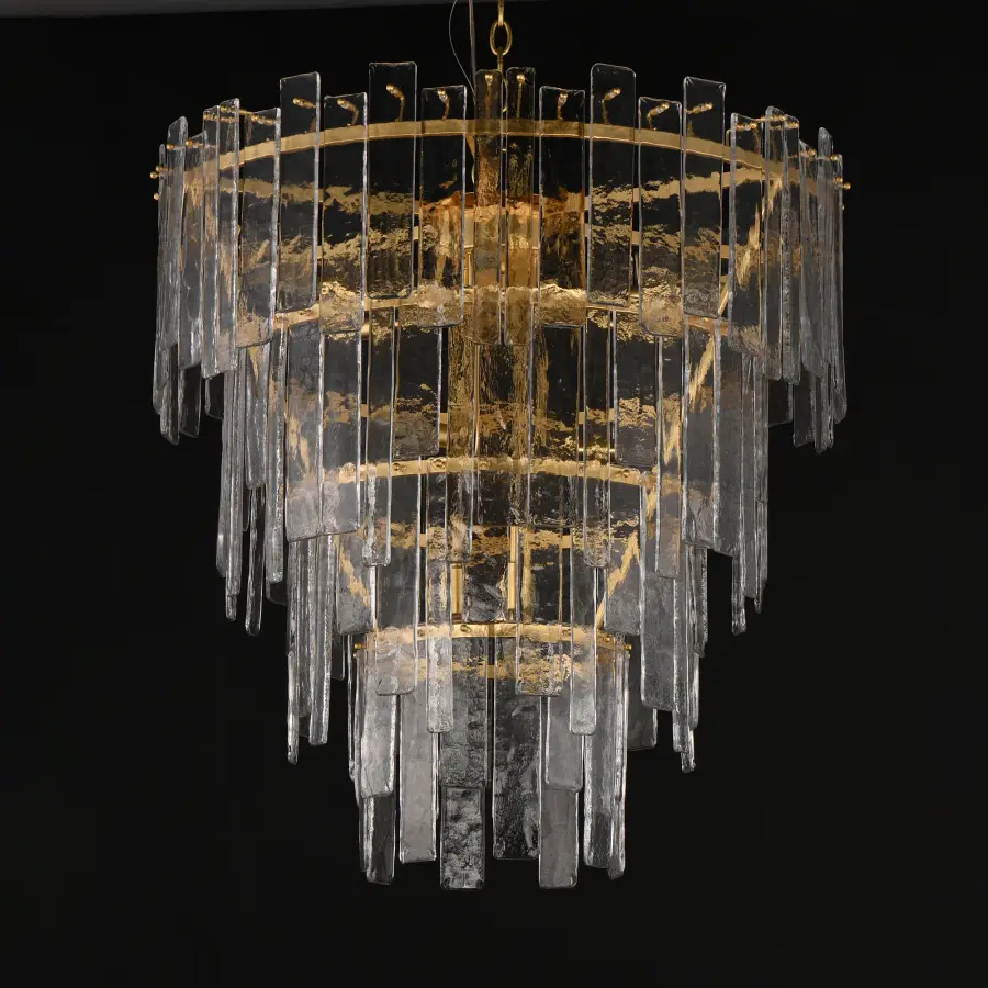 Warren 12-Light Tiered Pendant in Gold Leaf - Image 3