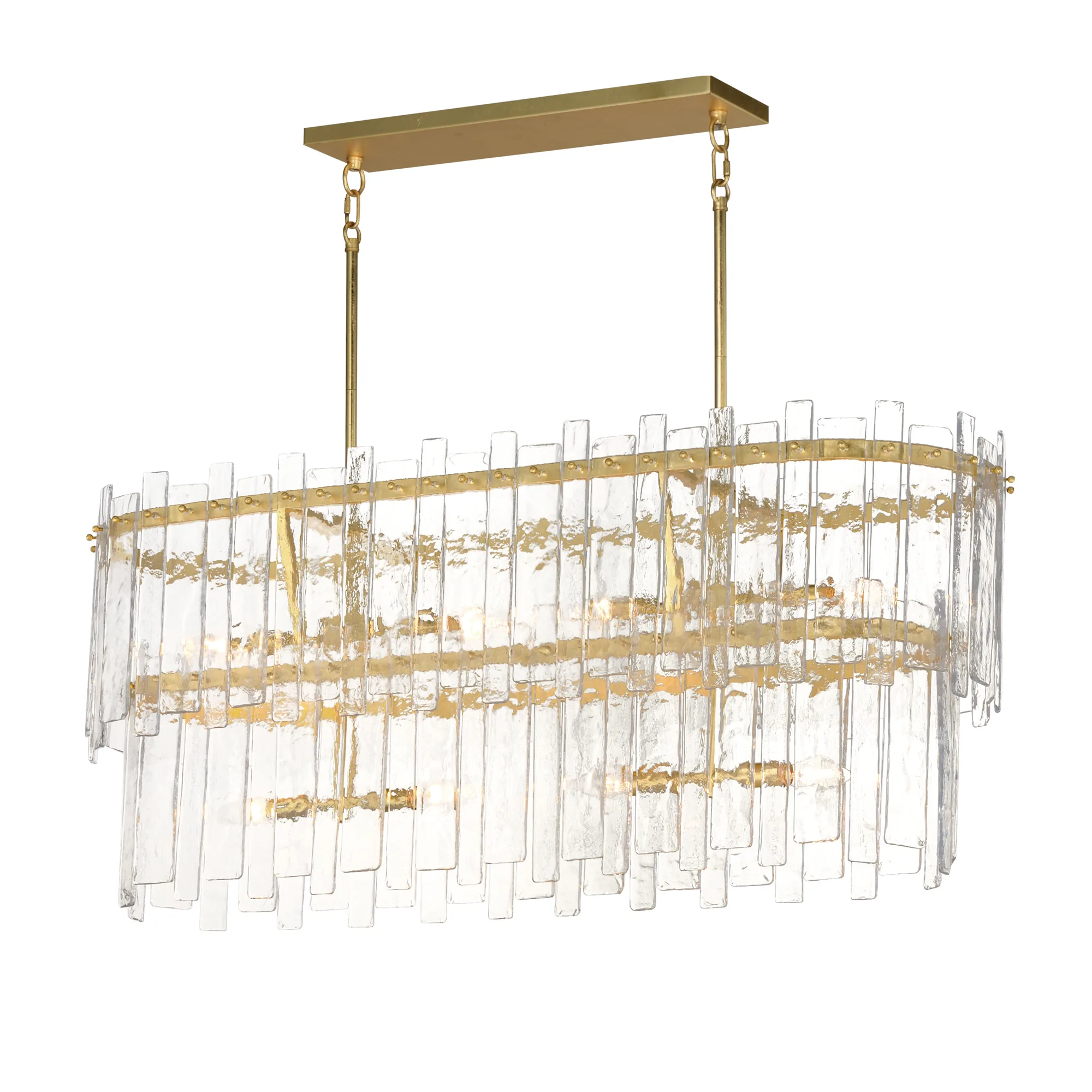 Warren Eight Light Linear Pendant in Gold Leaf