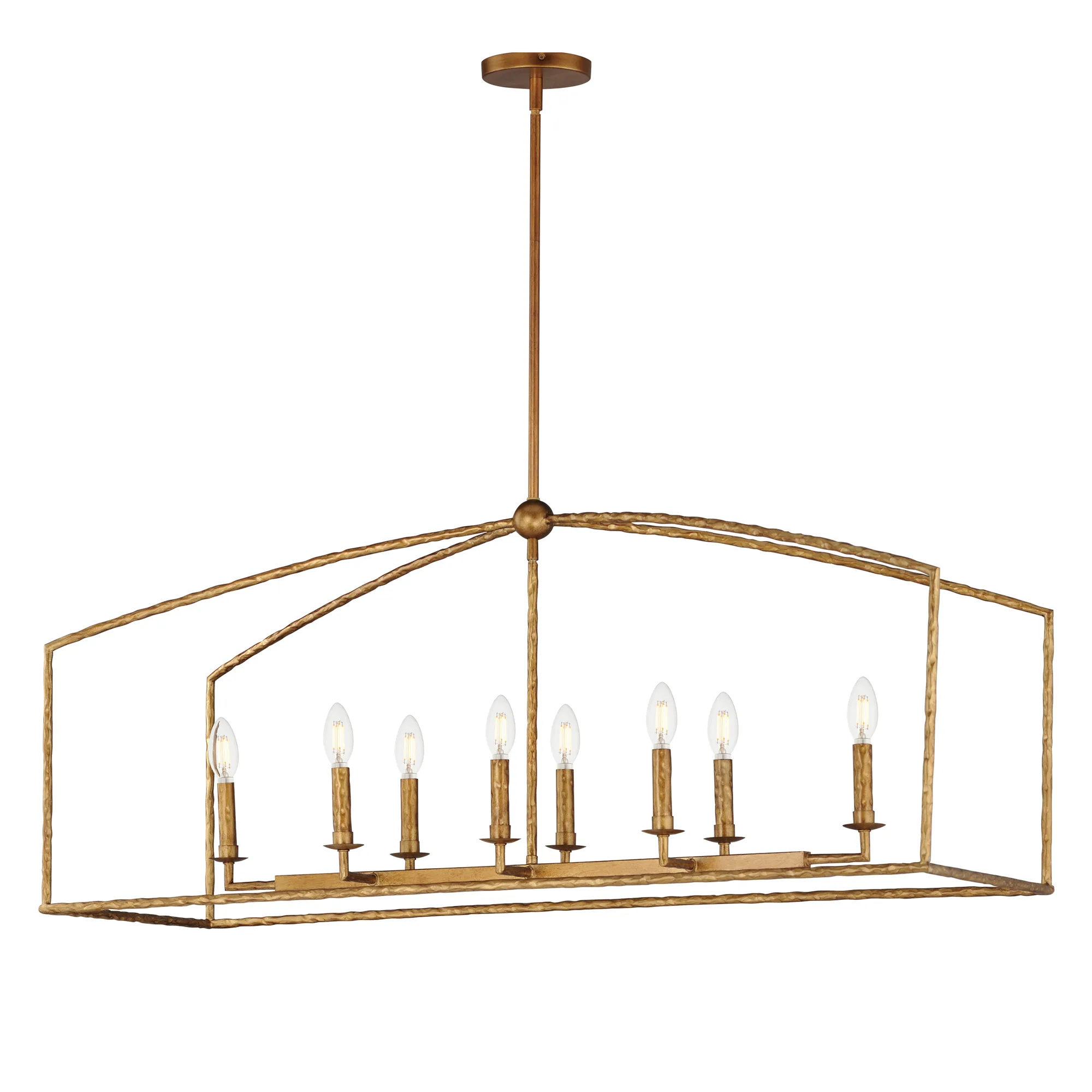 Martel Eight Light Linear Pendant in Etruscan Gold