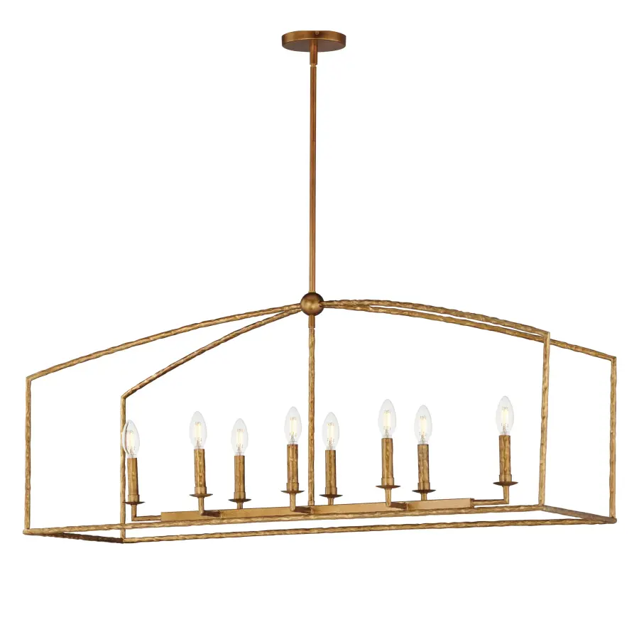 Martel Eight Light Linear Pendant in Etruscan Gold - Image 1