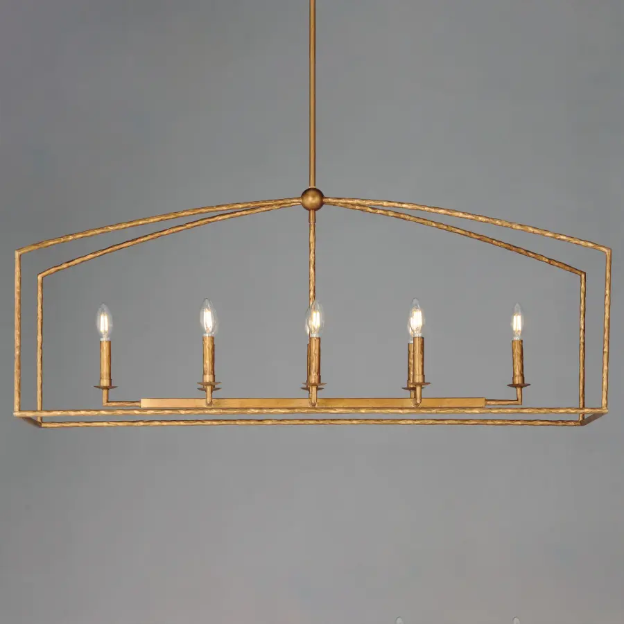 Martel Eight Light Linear Pendant in Etruscan Gold - Image 2