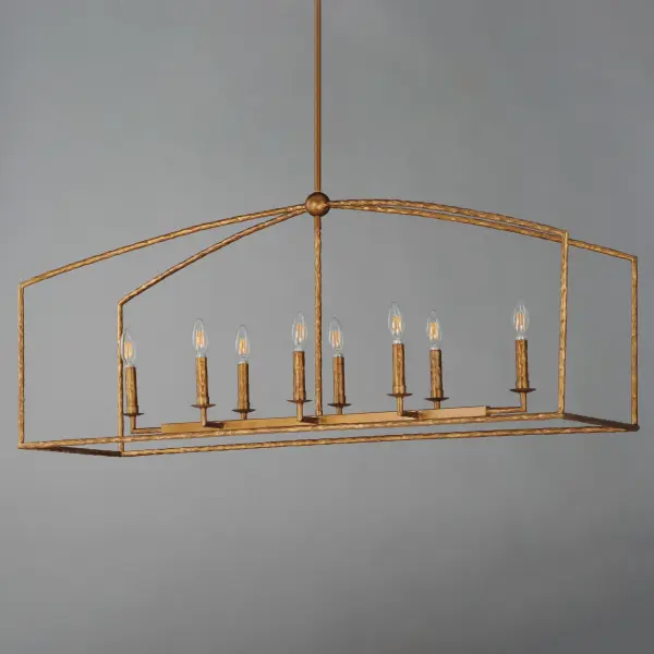 Martel Eight Light Linear Pendant in Etruscan Gold - Image 3