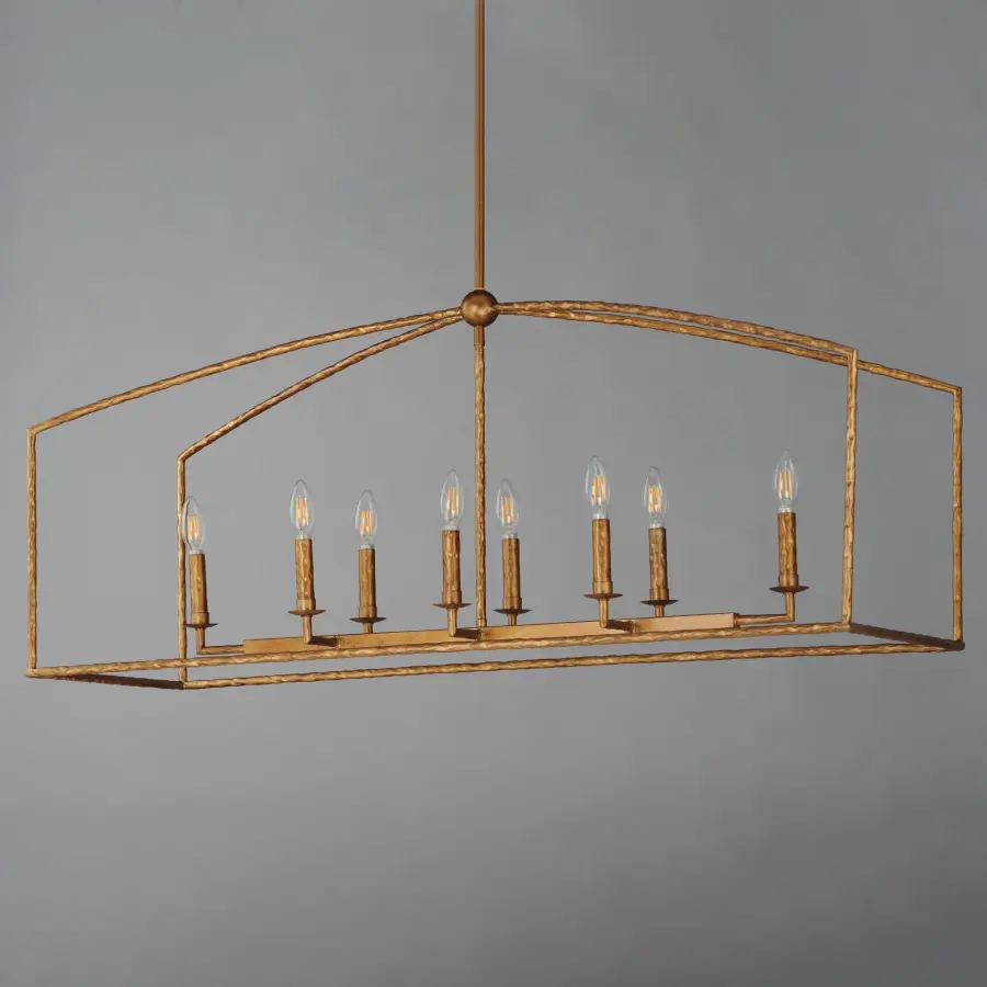 Martel Eight Light Linear Pendant in Etruscan Gold - Image 3