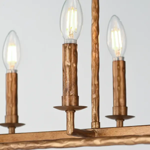 Martel Eight Light Linear Pendant in Etruscan Gold - Image 4