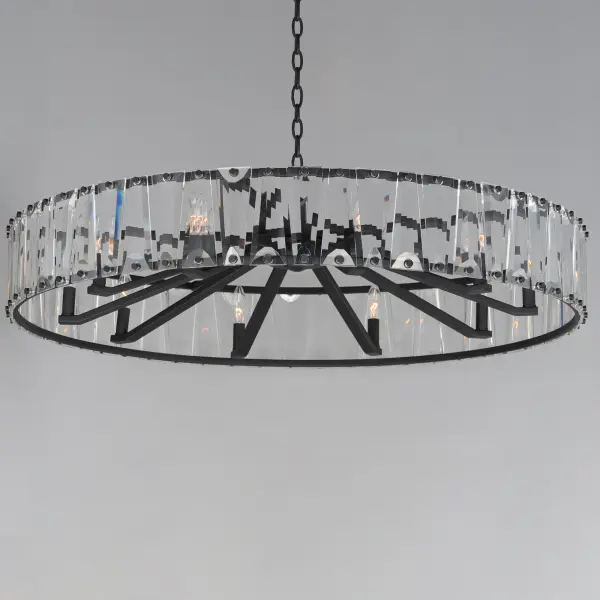 Boldly beveled tapered glass panels are arranged around a metal frame finished in either Black or elegant Golden Silver. Evocative of an earlier era, the glitz and glamor of the Odeon collection is a timeless choice for your interiors. Transform the look with the coordinating Fandelight option that integrates Wifi-enabled functions to operate the fan and lighting. - alternate view