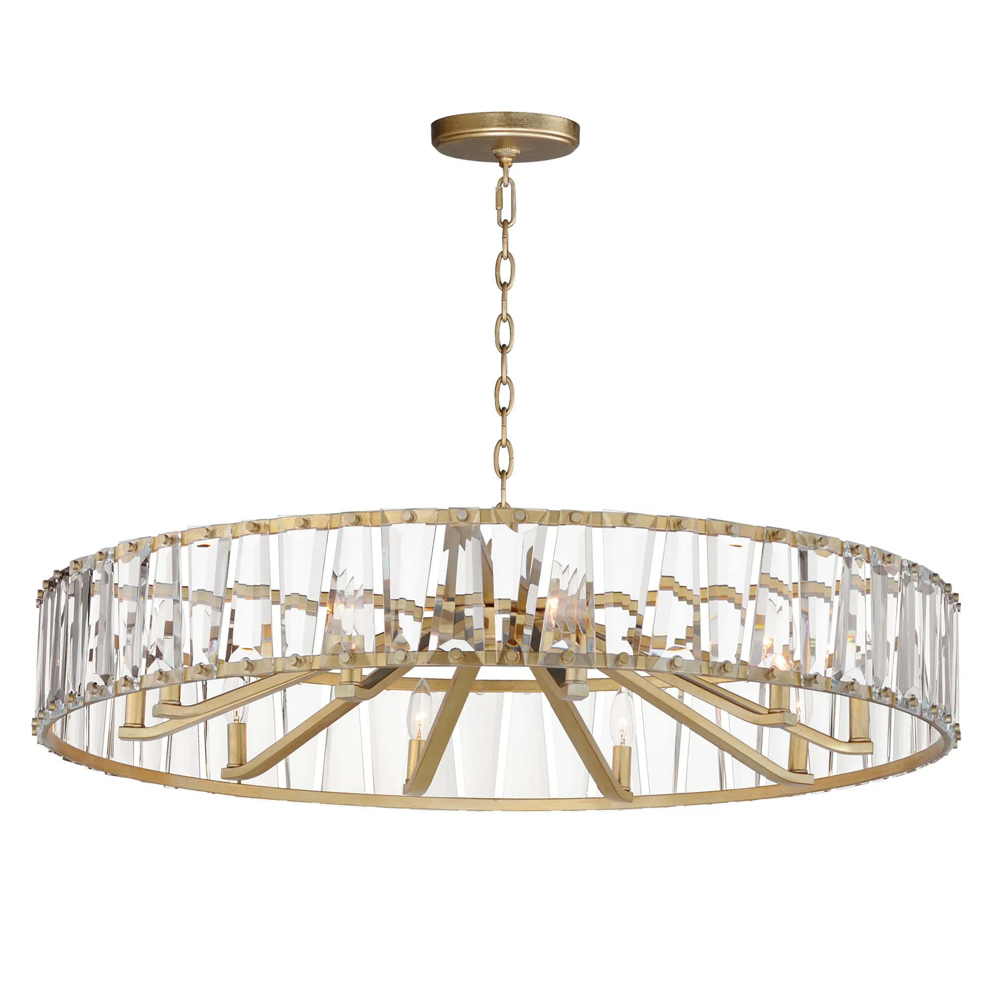 Odeon Ten Light Chandelier in Golden Silver