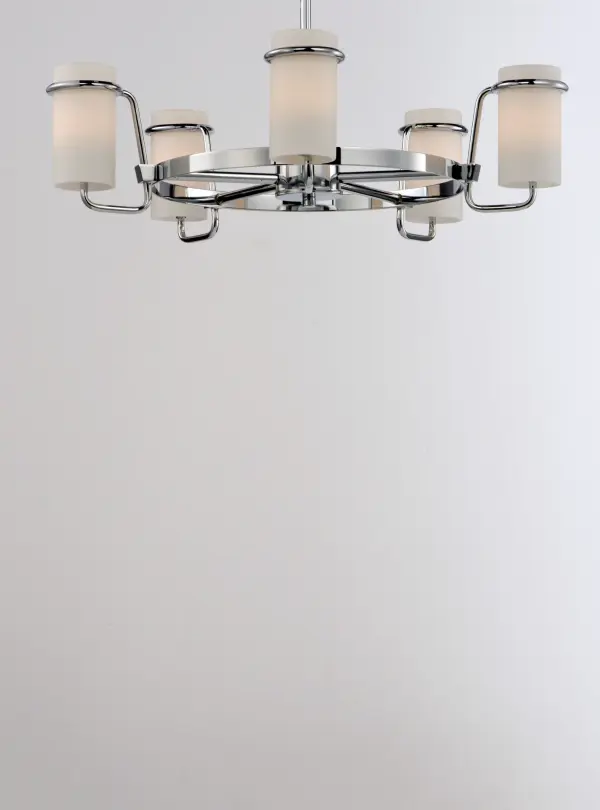Satin White glass cylinders are cradled in castings of Polished Chrome to create this crisp and clean contemporary design. Each fixture is supplied with xenon lamps for good illumination. High style at an affordable price. - alternate view