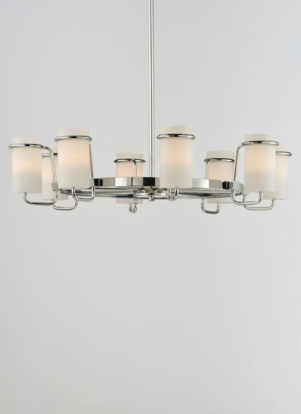 Satin White glass cylinders are cradled in castings of Polished Chrome to create this crisp and clean contemporary design. Each fixture is supplied with xenon lamps for good illumination. High style at an affordable price. - alternate view