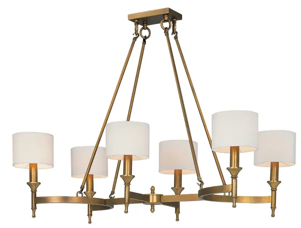Arched channels of metal finished in your choice of Natural Aged Brass or Polished Nickel, form this minimalistic approach to traditional lighting.  Oatmeal fabric shades adorn the top of metal candle covers that give this collection a tailored look.