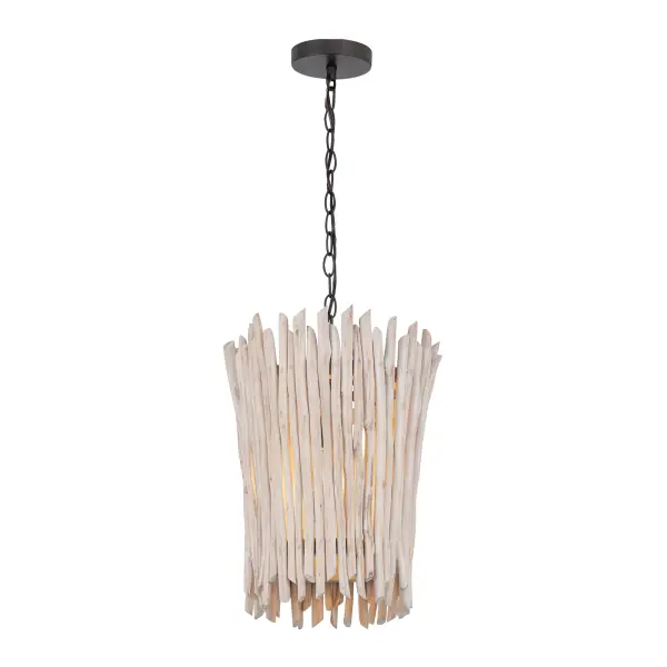 Staggered branches of eucalyptus are meticulously linked together to form a tapered bouquet shade, showcasing exceptional handcraftsmanship. Each branch is individually shaped, with the wood finished in a hand-applied Weathered White that beautifully complements the multi-tonal Dark Bronze metal accents. A coordinating large wall sconce echoes this design, reinforcing the collection's cohesive style. This striking combination of natural materials and refined craftsmanship highlights the collection's inherent elegance.