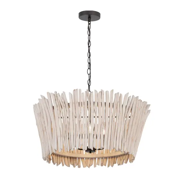 Staggered branches of eucalyptus are meticulously linked together to form a tapered bouquet shade, showcasing exceptional handcraftsmanship. Each branch is individually shaped, with the wood finished in a hand-applied Weathered White that beautifully complements the multi-tonal Dark Bronze metal accents. A coordinating large wall sconce echoes this design, reinforcing the collection's cohesive style. This striking combination of natural materials and refined craftsmanship highlights the collection's inherent elegance.