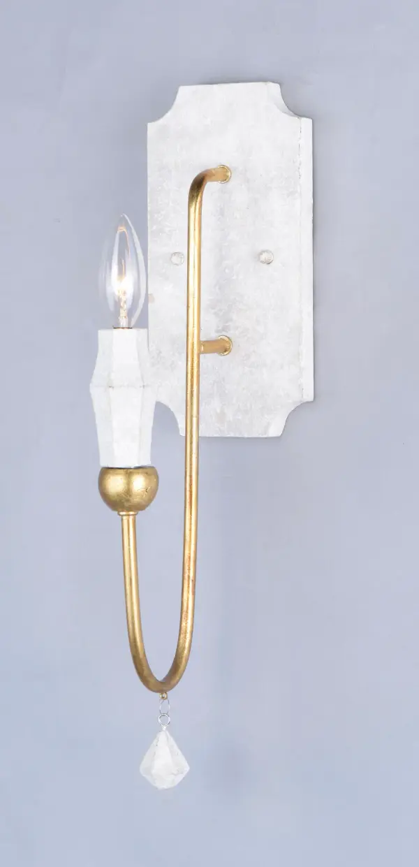 Large sweeping arms of slender metal tubing finished in a rich Gold Leaf spring from a simple body of Claystone that creates an elegant mixture of natural elements. - alternate view
