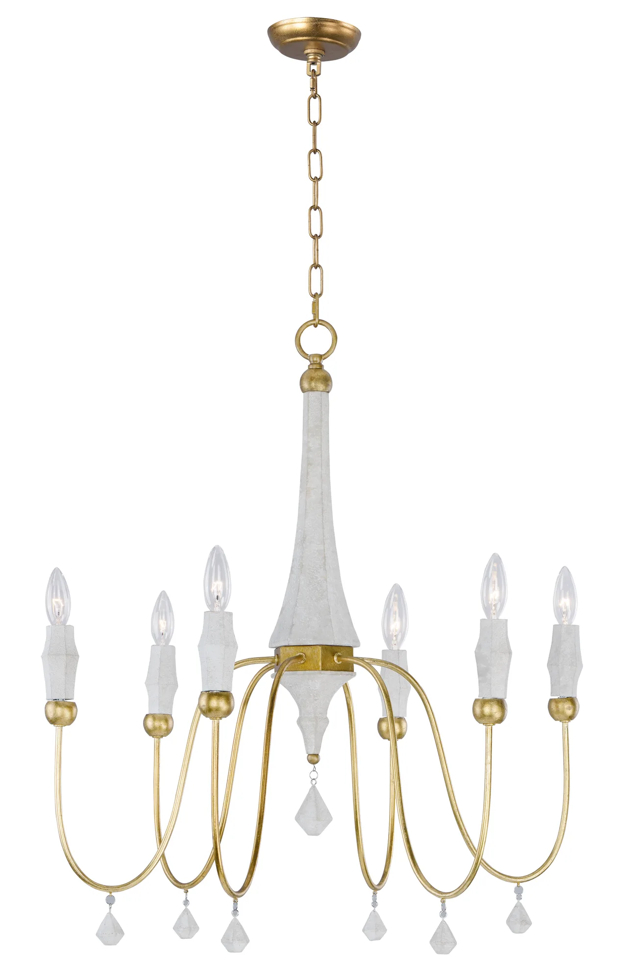 Claymore Six Light Chandelier in Claystone / Gold Leaf