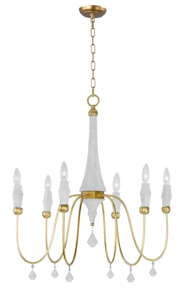 Claymore Six Light Chandelier in Claystone and Gold Leaf - Image 1