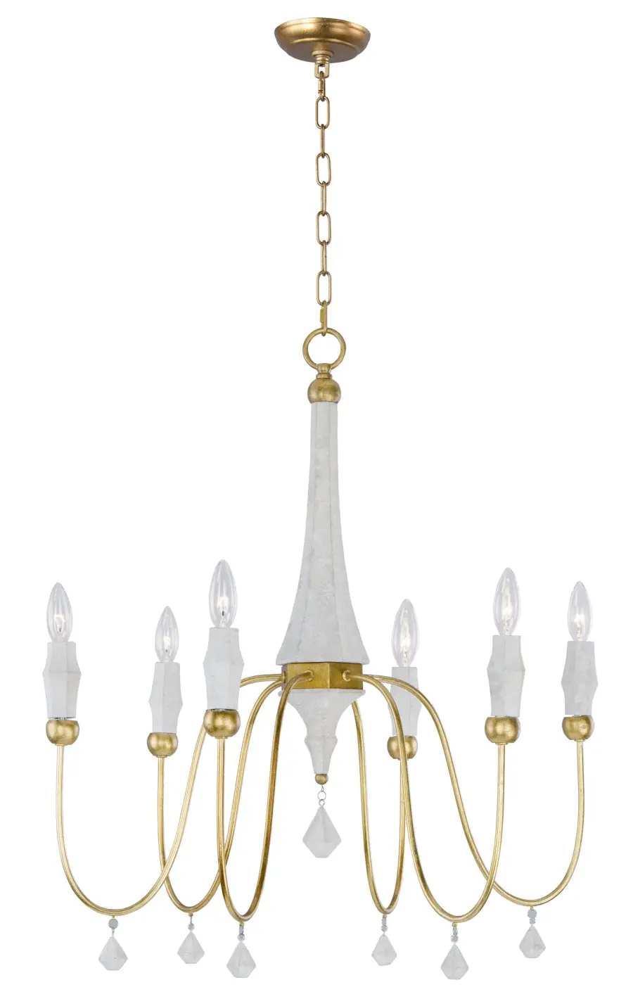 Claymore Six Light Chandelier in Claystone and Gold Leaf - Image 1