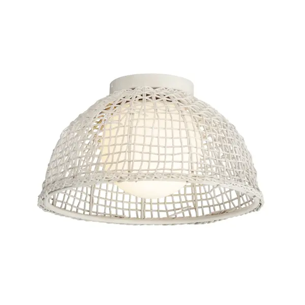 Hand-woven Natural Rattan blends casual comfort with impeccable craftsmanship. Further demonstrating the artisanal touch applied to this series, two hand-painted finish options either match Weathered White on both the rattan and its metal work or contrast Natural tones with an Antique Bronze finish. Choose from various scales of pendants where in some configurations a Satin White globe shade is included to diffuse the light source within. An ADA wall sconce completes the collection. Collection: Cestino Finish: Weathered White Width: 15.75" Height: 8.50" Weight: 3.63 lb Wire: 8" Canopy: 6"x6"x1" Number of Bulbs: 1 Maximum Wattage: 60.00 W Bulb Type: E26 Bulb Base: E26 Medium Light Source: Incandescent Dimmable Voltage: 120.00 V Material: Steel, Rattan, Glass Safety Listing: cULus Safety Rating: Dry Manufacturer Warranty: 2 Spec Sheet Instructions